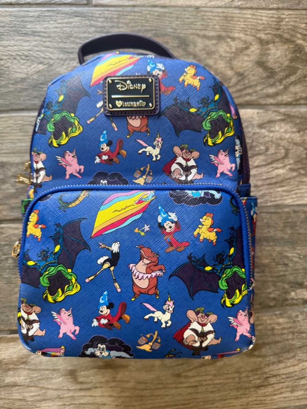 Loungefly  Blue Disney Fantasia Character Mini Backpack with Gold Plaque